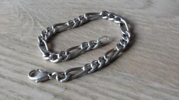 Zilveren heren/dames schakel armband / 21 cm beschikbaar voor biedingen