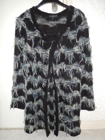 chic vest Anna Scott mtL/XL zwartblauw wit grote drukknopen  beschikbaar voor biedingen