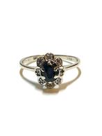 14k witgouden ring met een saffier en diamanten, -, -, Ophalen of Verzenden, Zo goed als nieuw