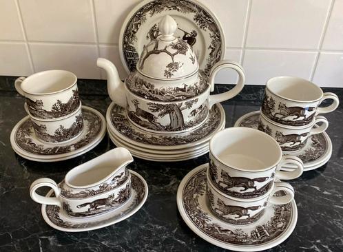 ANJOU Villeroy & Boch wild jacht 🔹ONTBIJT THEE SERVIES, Huis en Inrichting, Keuken | Servies, Zo goed als nieuw, Compleet servies