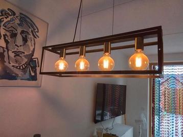  Mooie eetkamerlamp, zwart metaal, 75x30x21 cm. beschikbaar voor biedingen