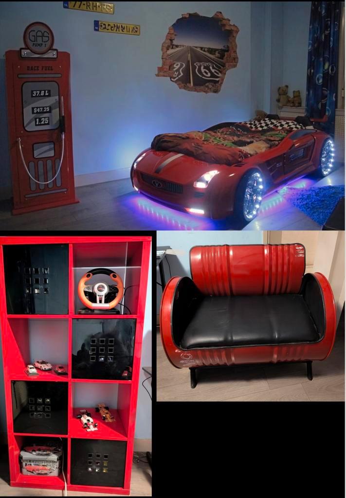 Complete kinderkamer Auto Thema, Huis en Inrichting, Banken | Bankstellen, Zo goed als nieuw, Eenpersoons, Minder dan 150 cm, 75 tot 100 cm