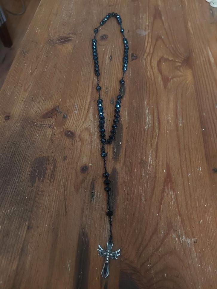 Mooie bijzondere zwarte Gitten? kralen rozenkrans, Sieraden, Tassen en Uiterlijk, Antieke sieraden, Ketting, Overige materialen