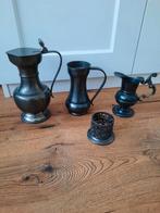 Diverse tinnen kannen, vaas en lepelvaasje, Antiek en Kunst, Ophalen of Verzenden