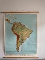 Landkaart / schoolplaat Zuid Amerika Wolters Noordhoff 1970, Ophalen of Verzenden