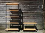 Vintage Mid Century Stokkenkast met mini, Huis en Inrichting, 25 tot 50 cm, Minder dan 150 cm, 100 tot 150 cm, Met plank(en)