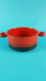 Vintage soepkom, lijkt op 't Vuur, rood/zwart, gaaf. 7A3