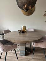 Ronde eiken eettafel - 140cm, Ophalen, Gebruikt, 100 tot 150 cm, Vier personen