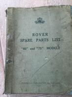 Rover Spare Parts List "60 and "75 Models Compleet, Ophalen of Verzenden