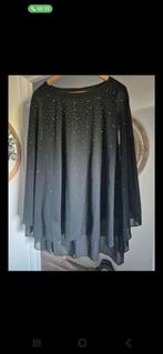 Nieuwe Zwarte  plussize blouse met strass 2XL/50-52, Nieuw, Ophalen of Verzenden, Temu, Blouse of Tuniek