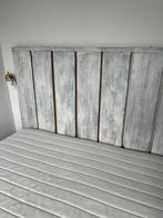 Te koop steigerhout 2 persoons bed met lattenbodem en matras, Ophalen of Verzenden, 140 cm, Zo goed als nieuw, Tweepersoons