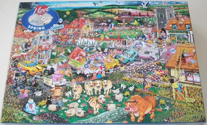 Puzzel *** I LOVE SPRING *** 1000 stukjes Gibsons, Hobby en Vrije tijd, Denksport en Puzzels, Zo goed als nieuw, Legpuzzel, 500 t/m 1500 stukjes