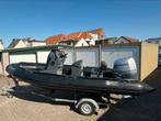 Zwarte rib met 150pk en trailer, Watersport en Boten, 120 tot 200 pk, Zo goed als nieuw, Benzine, Overige materialen