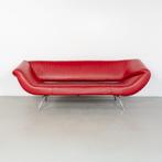 1x Leolux Arabella 3-zits/220cm Bank Rood Leer - Chroom, Niet ingevuld, Niet ingevuld, Driepersoons, 75 tot 100 cm