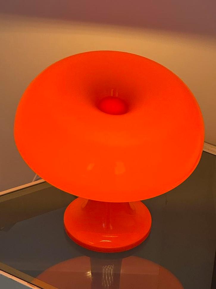 2x Oranje Mushroom Bedlampjes - 3 Lichtstanden, Huis en Inrichting, Lampen | Vloerlampen, Nieuw, Minder dan 100 cm, Kunststof