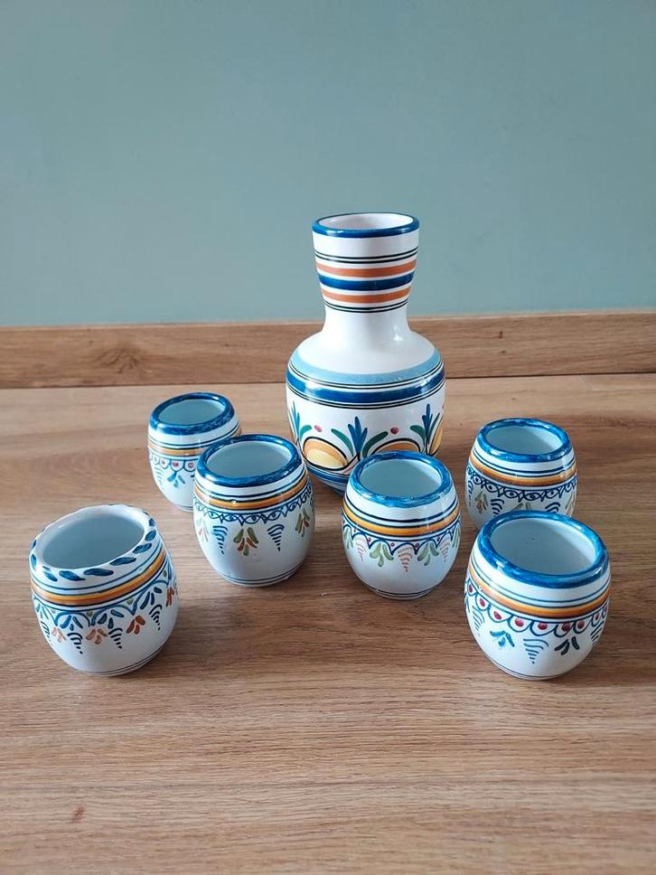 Aardewerk Waterkan Set met Bekers, Antiek en Kunst, Antiek | Keramiek en Aardewerk, Ophalen of Verzenden