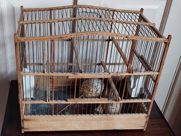 Vintage houten vogel kooi, putter kooi beschikbaar voor biedingen