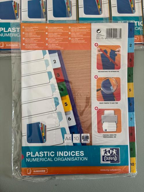 Plastic tabbladen A4 genummerd 1–10 | Oxford - 9 sets, Diversen, Schrijfwaren, Nieuw, Ophalen of Verzenden