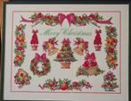 Kerstborduurwerk Ingelijst - Merry Christmas, Ophalen, Zo goed als nieuw, Handborduren, Borduurpakket