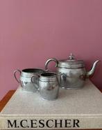 Verzilverde theeset theepot suikerpot melkkan, Antiek en Kunst, Ophalen of Verzenden, Zilver