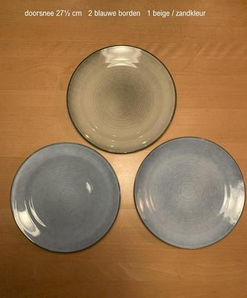 dinerborden, 3 mooie, grote, platte borden, Landscape borden beschikbaar voor biedingen