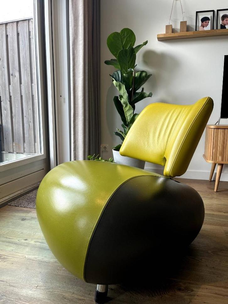 Leolux Pallone Fauteuil Groen/Grijs/Geel - Chroom, Huis en Inrichting, Fauteuils, Gebruikt, 50 tot 75 cm, 75 tot 100 cm, Ophalen