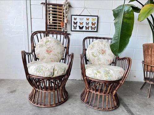 Rotan fauteuil rotan stoel vintage stoeltje rotan boho, Huis en Inrichting, Stoelen, Gebruikt, Eén, Bruin, Ophalen