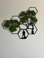 Muurdecoratie met mos en houten figuren, Huis en Inrichting, Woonaccessoires | Wanddecoraties, RBS, Nieuw, Ophalen of Verzenden