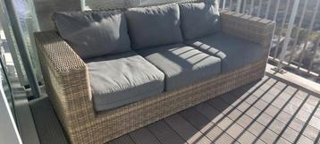 Rotan Tuinbank met Kussens - 210cm breed beschikbaar voor biedingen