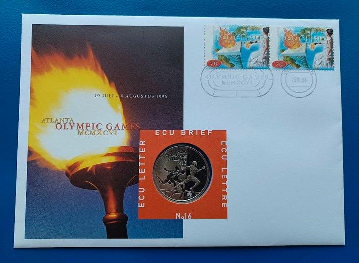 ECU brief 16 - Olympische Spelen Atlanta 1996, Postzegels en Munten, Penningen en Medailles, Overige materialen, Nederland, Verzenden