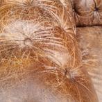 Chesterfield bank vintage bruin leer + BEZORGING GRATIS, Gebruikt, ., Chesterfield, Leer