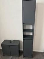 Hoge badkamerkast en wastafel badkamerkastje grijs livarno, Ophalen, (Half)hoge kast, 50 tot 100 cm, Zo goed als nieuw