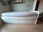 1persoonsbed met uitschuifbed, Huis en Inrichting, Ophalen, 90 cm, Eenpersoons, Wit