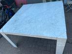 Witte marmeren eettafel, Tuin en Terras, Tuintafels, Ophalen of Verzenden, Zo goed als nieuw, Rechthoekig