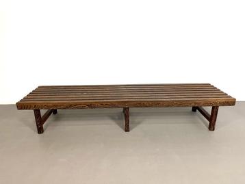 Retro vintage Nederlands design wengé lattenbank ca 1960 beschikbaar voor biedingen