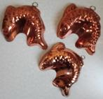 3 Rood koperen cake/taartvormpjes vissen, Antiek en Kunst, Antiek | Koper en Brons, Ophalen of Verzenden, Koper