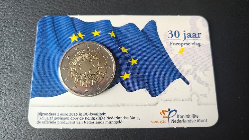 CoinCard - 30 jaar Europese vlag BU, Ophalen of Verzenden, Koningin Beatrix, Euro's, Setje