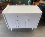 Witte houten commode kast - vintage retro ladekast kastje, Gebruikt, Kast, 50 tot 70 cm, Onbekend