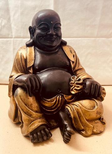 Antieke Laughing Buddha - brons - schitterende patina - 12kg