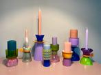 Orginele cadeau kaarsenkandelaars met kaars, 8 delig, Overige materialen, -, -, Ophalen of Verzenden