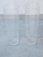 2x Hoge Glazen Vazen - 50cm, Huis en Inrichting, Woonaccessoires | Vazen, Ophalen, 50 tot 75 cm, Wit, Glas