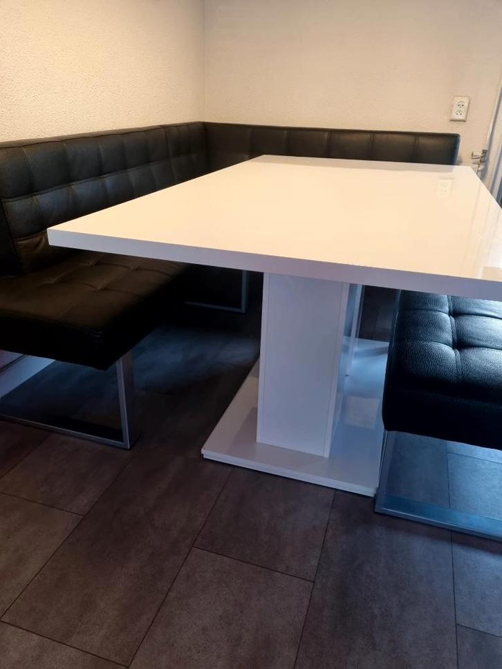 Moderne eethoek, bank met hoogglans tafel, Huis en Inrichting, Tafels | Eettafels, Zo goed als nieuw, 50 tot 100 cm, 200 cm of meer