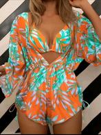 Bikini setje jumpsuit oranje groen neon maat m 38 badkleding, Oranje, Bikini, Zo goed als nieuw, Verzenden