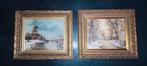 Set met leuke schilderijen in gipsen lijsten, Antiek en Kunst, Ophalen of Verzenden