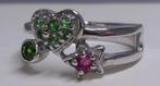 Nieuwe zilveren damesring met o.a. rode Toermalijn, 18 tot 19, Verzenden, Nieuw, Met edelsteen