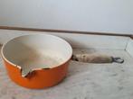Le Creuset gietijzeren braadpan steelpan, mt 22, oranje, Ophalen of Verzenden, Zo goed als nieuw, Gietijzer, Koekenpan of Braadpan