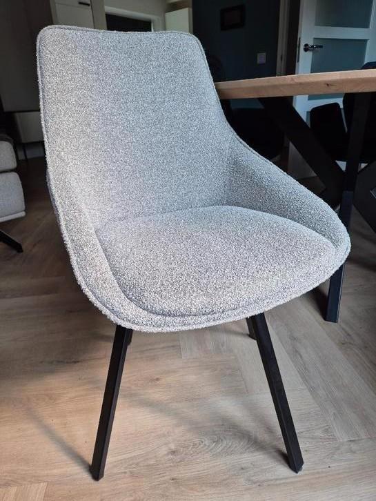 Prachtige teddy draaibare eetkamerstoelen – set van 4, Huis en Inrichting, Stoelen, Zo goed als nieuw, Vier, Stof, Grijs, Ophalen