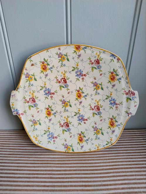 Prachtig! Grote schaal bord Mille fleurs Societe Ceramique M, Antiek en Kunst, Antiek | Servies los, Ophalen of Verzenden
