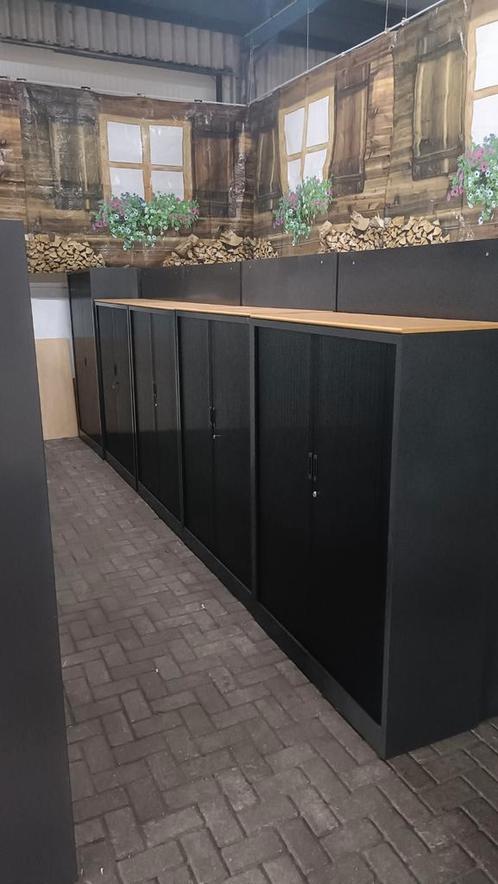 165 cm hoog zwarte/antraciete metalen roldeurkasten, Huis en Inrichting, Kasten | Roldeurkasten en Archiefkasten, Gebruikt, 150 tot 200 cm