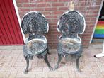 2  x  GIETIJZEREN TUINSTOELEN  KLASSIEK OPKNAPPERS  ,, Ophalen of Verzenden, Gebruikt, Metaal